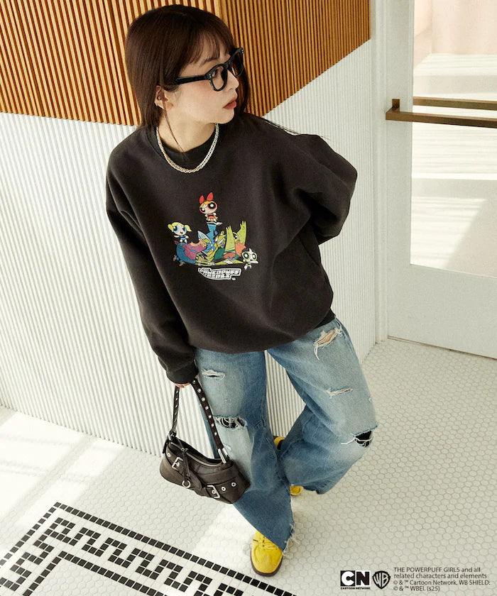 The Powerpuff Girls Front Art Crew Neck Sweatshirt Limited Edition
