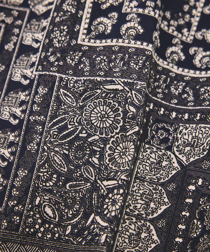 India-made Relaxed Fit Paisley Print Open Collar Short Sleeve Shirt Bandana Pattern