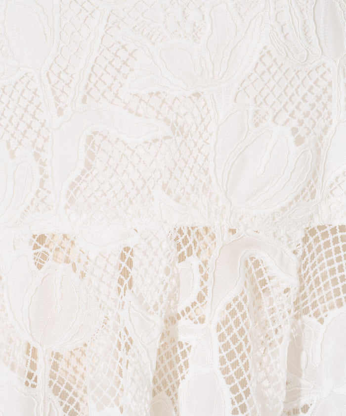 Flower Motif Batten Lace Iris Hem Camisole Top 【Limited Edition】