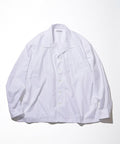 Magazine Pocket Broadcloth Open Collar Shirt - White
