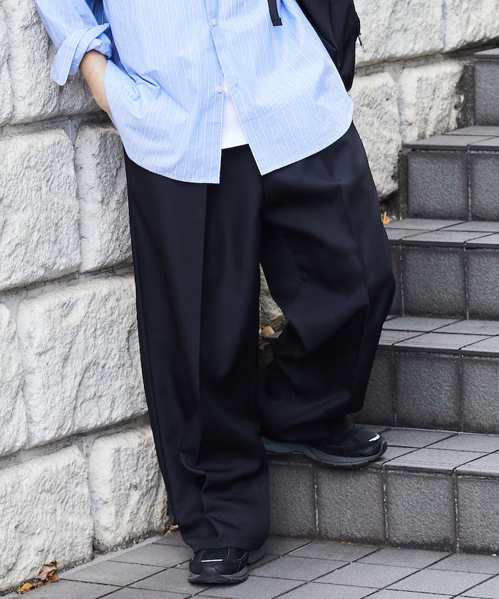 Wide Silhouette Staple Twill Easy Slacks/Wide Slacks [Limited Edition]