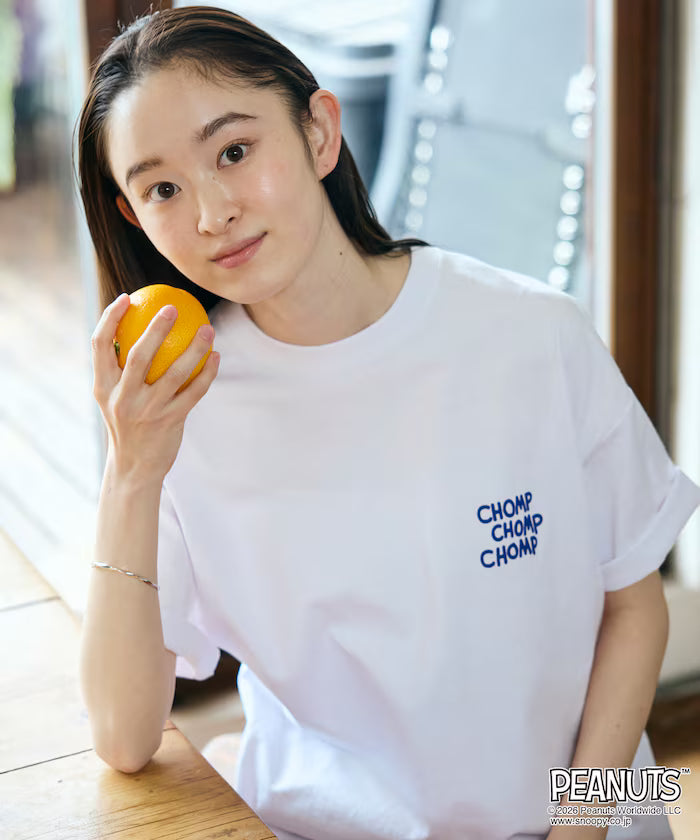 PEANUTS/Peanuts Limited Edition Big Silhouette Back Print Crew Neck T-Shirt/CHOMP 【Limited Edition】