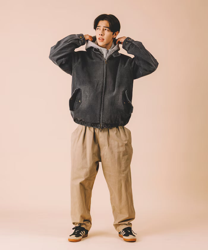 Relaxed Fit Harrington Denim Jacket