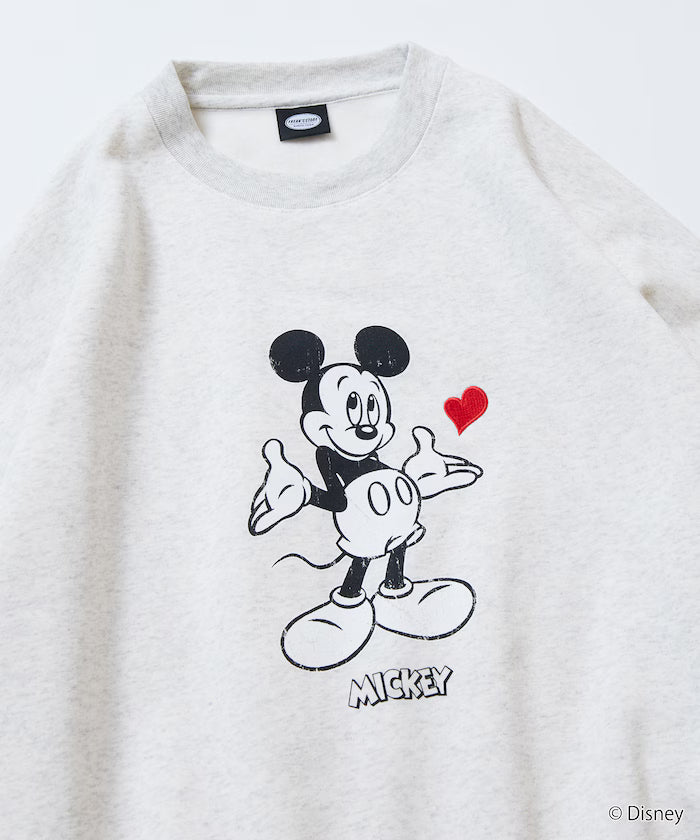 DISNEY/Mickey Mouse/Custom Crew Neck Printed Sweatshirt/Heart [Limited Edition]