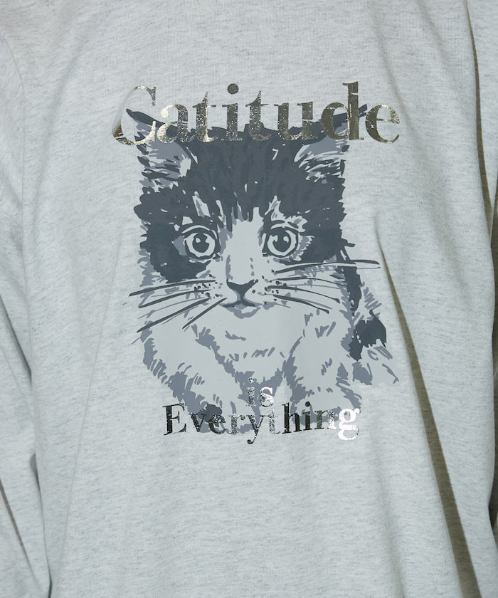 Handwritten-style Cat Print Foil Logo Long Sleeve T Limited Edition