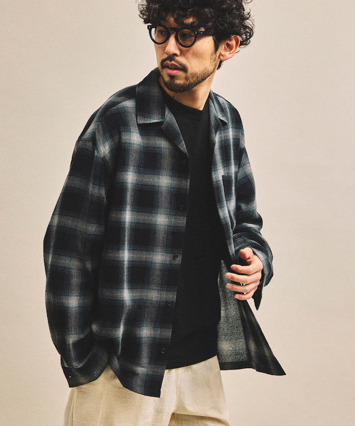 Pre-dyed ombre check sheer shirt relaxed fit