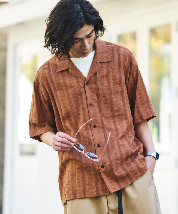 Relaxed Fit Allover Jacquard Open Collar Shirt [Limited Edition]
