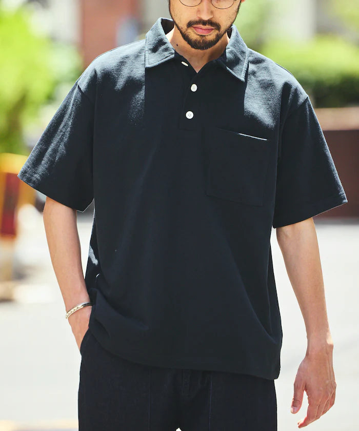 HEAVY WEIGHT/Heavyweight Short Sleeve Polo Shirt/T-Shirt/10.5 ounces - Black