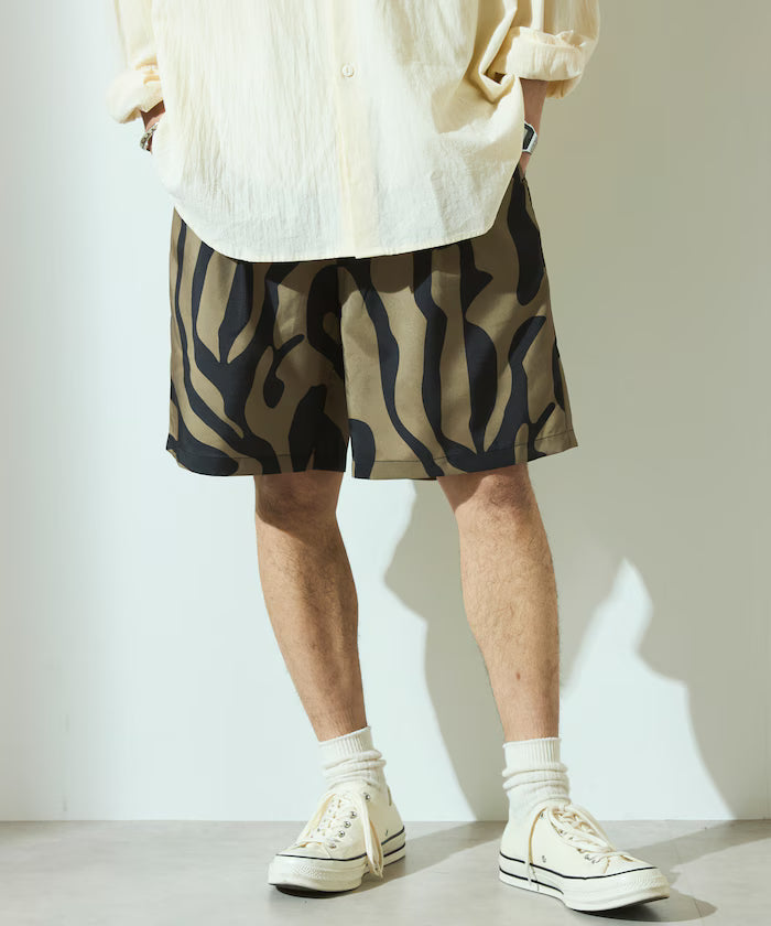Pattern Easy Shorts / All-over Print Short Pants / Compatible with Setup - Beige