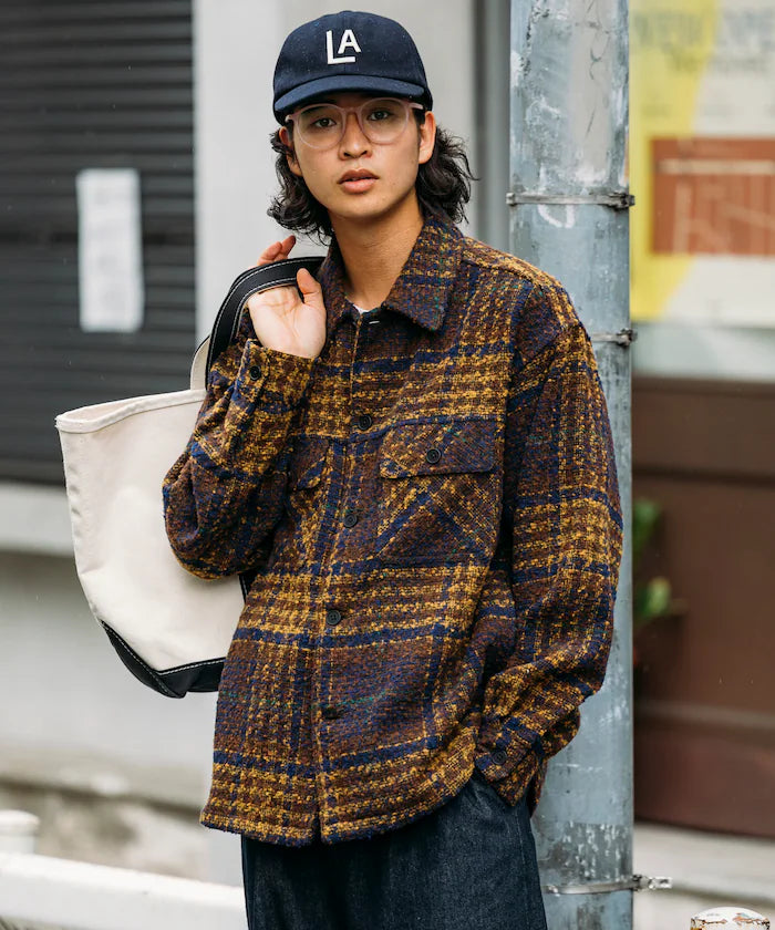 Poly Tweed CPO Check Shirt Jacket