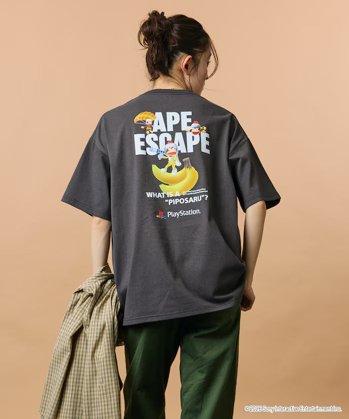 Big Silhouette Back Print Crew Neck T-Shirt/PlayStation Ape Escape 【Limited Edition】