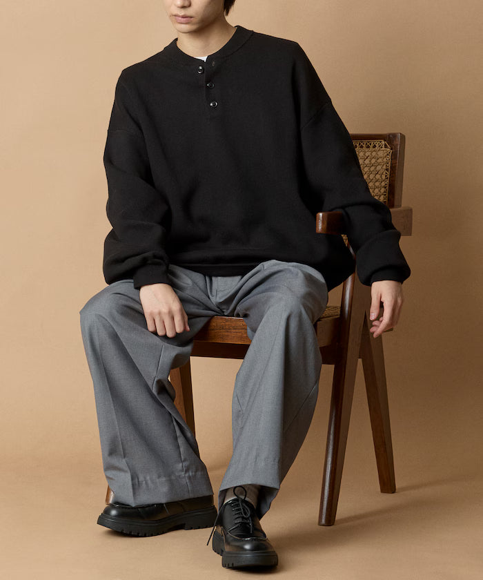 Relax Fit Relax Fit Sweat-like Henry Neck Knit 【Limited Release】