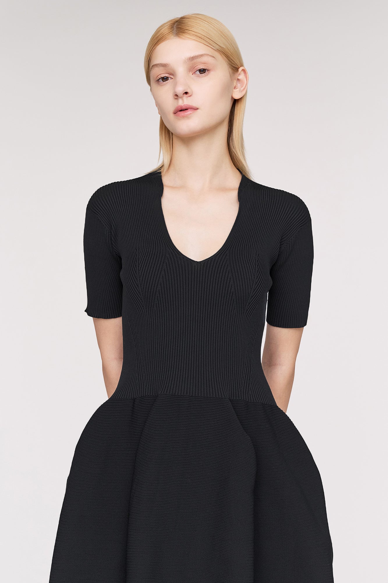 POTTERY STAND-UP COLLAR SHORT SLEEVE MINI DRESS