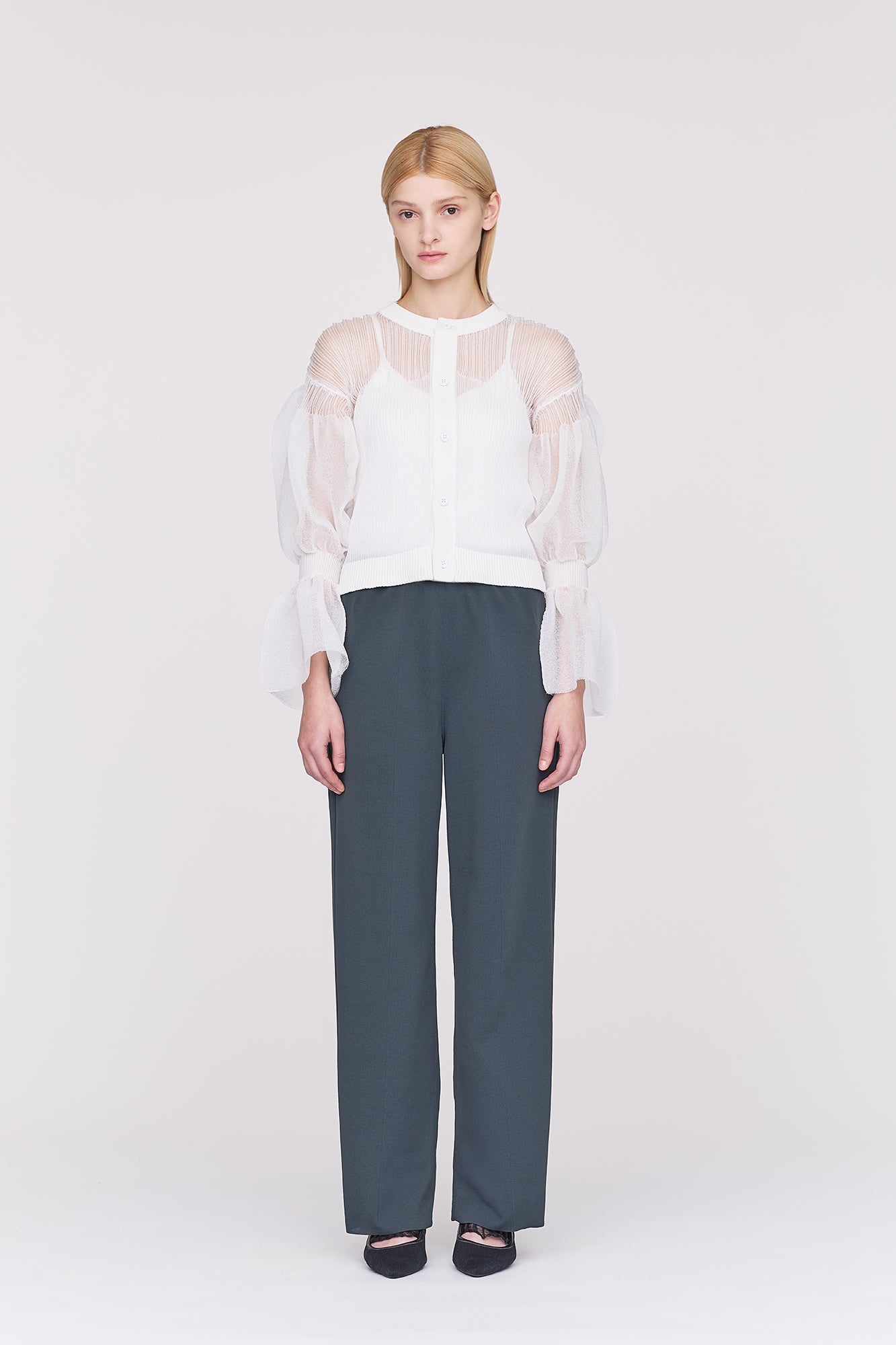FLUTED LUCENT MARIE SLEEVE CARDIGAN