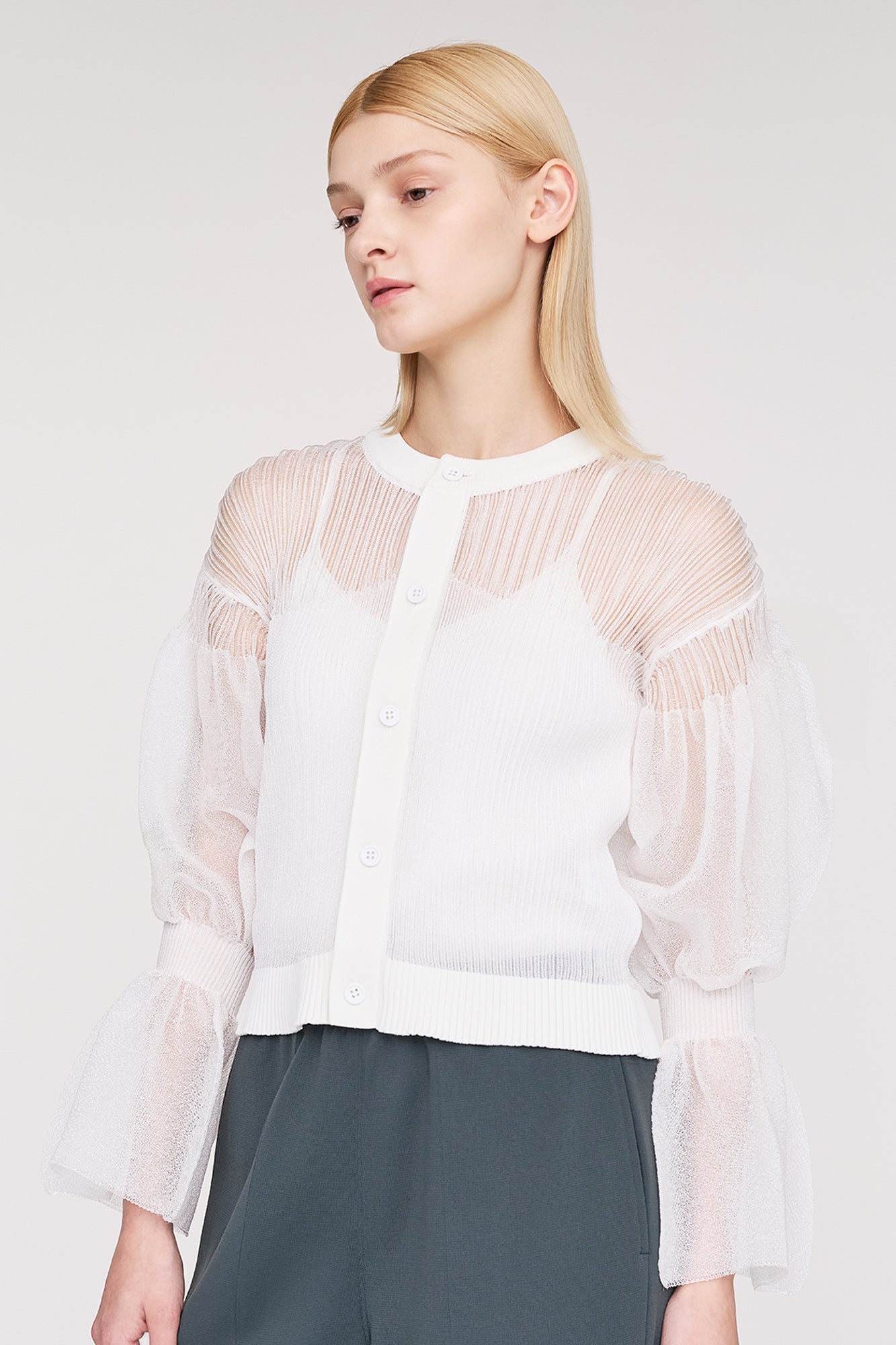 FLUTED LUCENT MARIE SLEEVE CARDIGAN