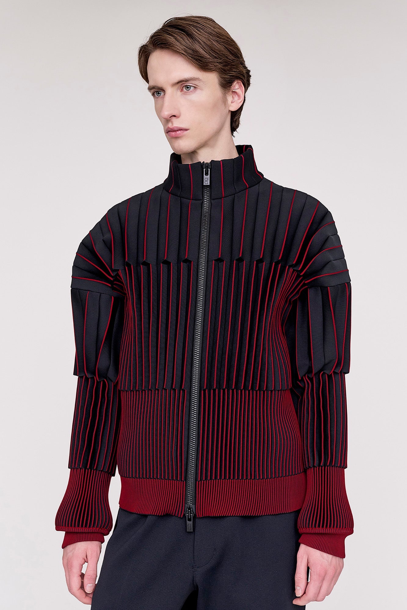 ACCORDION STAND-UP COLLAR BLOUSON
