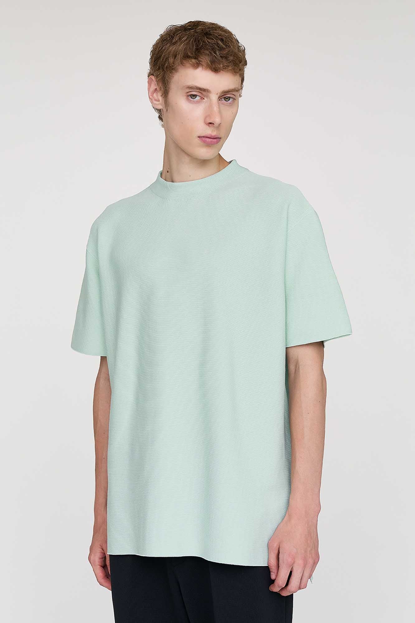 GARTER MOCKNECK SHORT SLEEVE TEE SHIRT