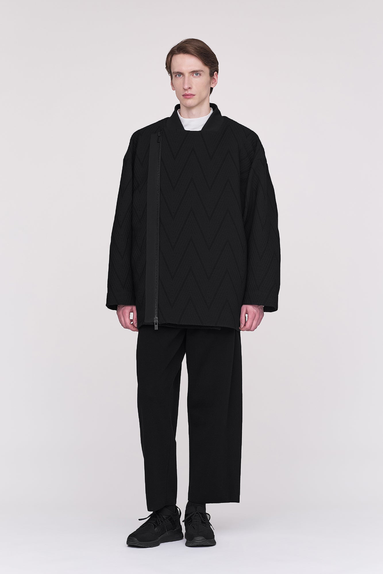 PADDED HERRINGBONE ZIP COAT