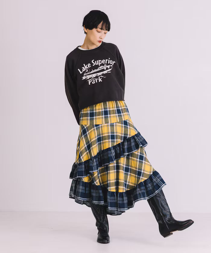 Nell Check Asymmetrical Frill Skirt