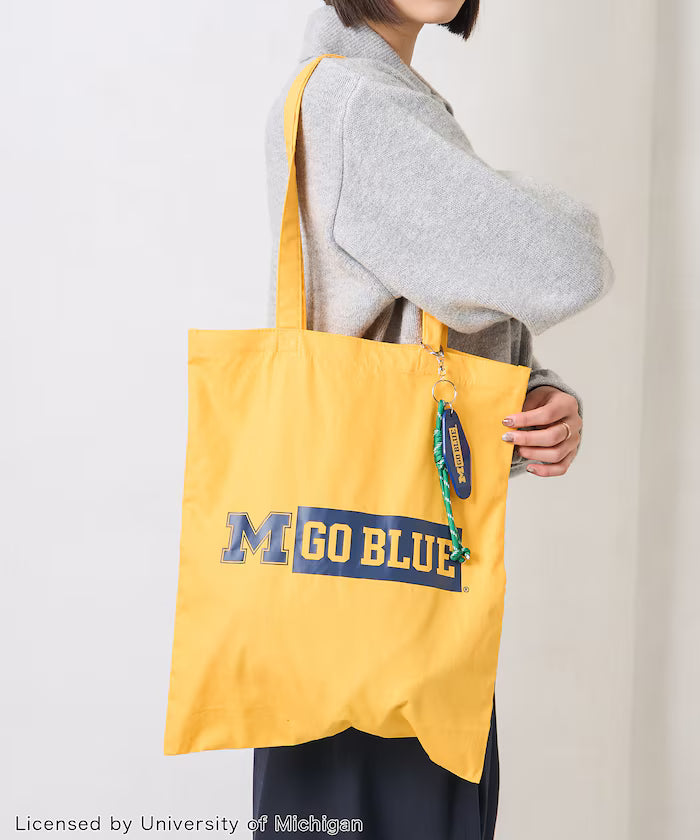 College Logo Tote Bag with Key Charm/A4 Size Tote Bag
