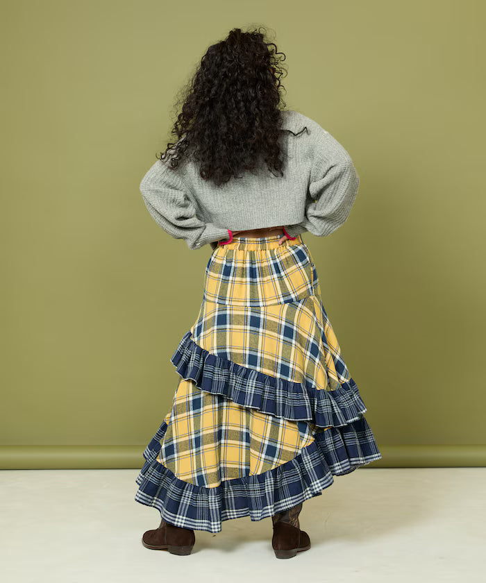 Nell Check Asymmetrical Frill Skirt
