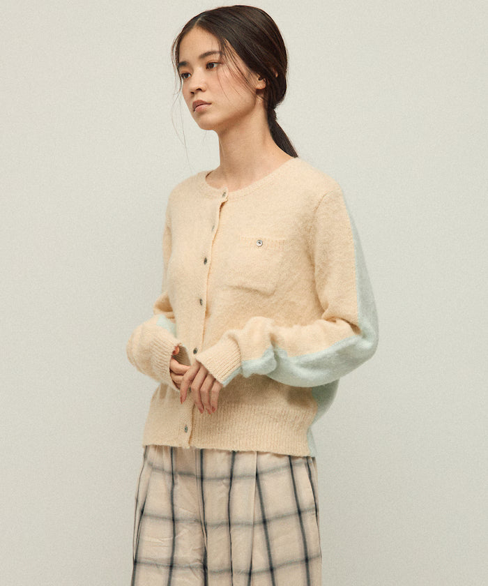 Alpaca Blend Bicolor Knit Cardigan