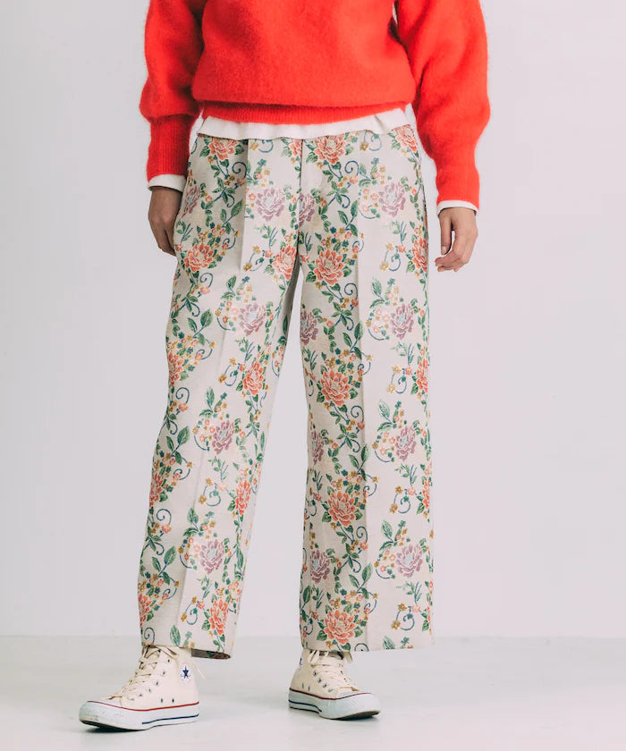 Flower Jacquard Wide Pants