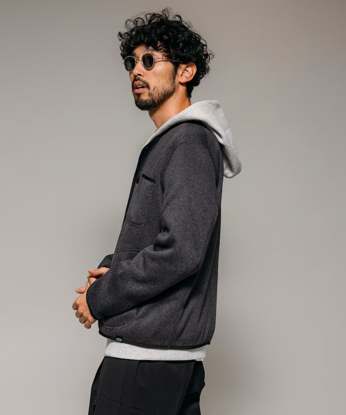 Relaxed Fit Knit Fleece Cardigan