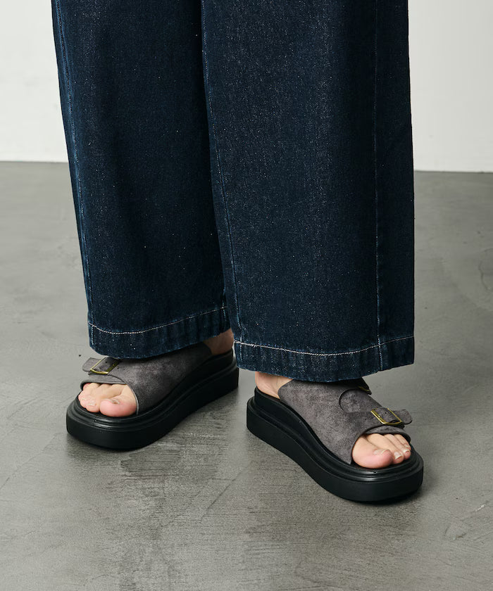Double Monk Strap Leather Slide Sandals / Platform Sole [23~28cm] 【Limited Edition】
