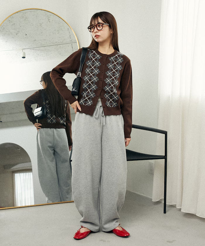 Argyle Pattern Jacquard Knit Cardigan Limited Edition