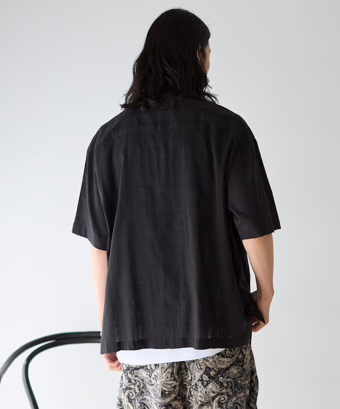 Dobby Weave Short Sleeve Open Collar Shirt / Big Silhouette