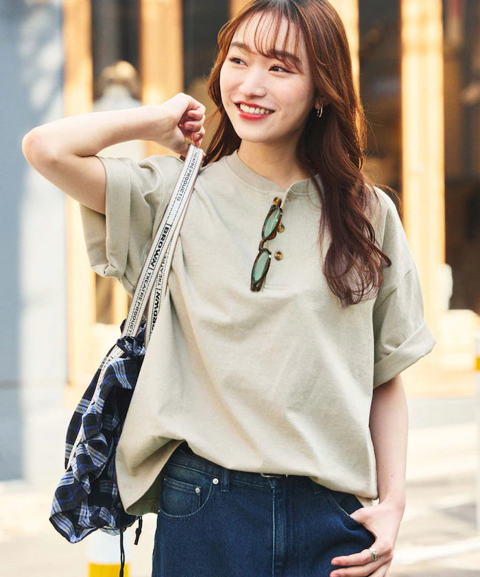 9 oz Heavyweight Big Silhouette Henley Neck T-Shirt/Heavyweight 【Limited Edition】