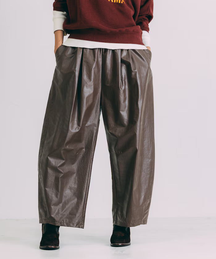Leatherette Easy Tuck Pants