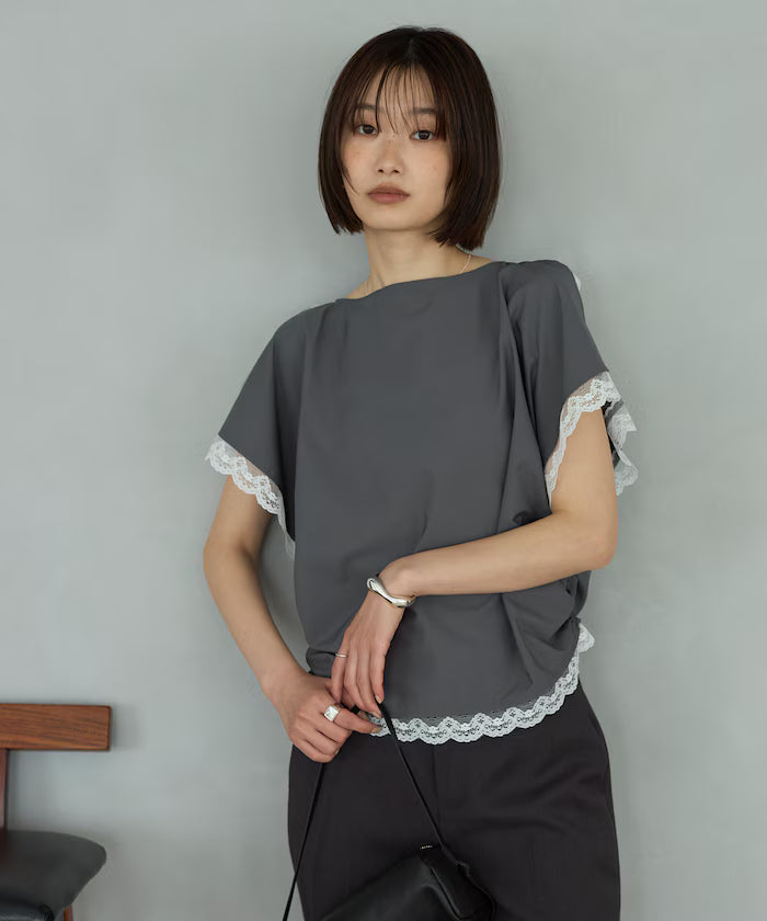 Handkerchief Sleeve Shirring Blouse