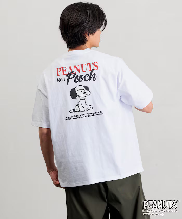 PEANUTS/Peanuts Exclusive Big Silhouette Back Print Crew Neck T-Shirt/POOCH [Limited Edition] - White