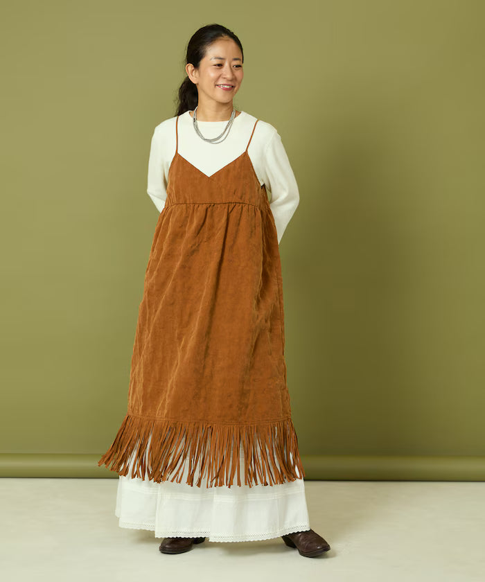 Fade-Processed Fringe Mini Dress