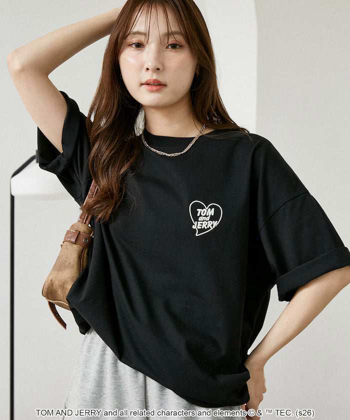 <Functional Material> TOM AND JERRY Heart Graphic T-Shirt Limited Edition