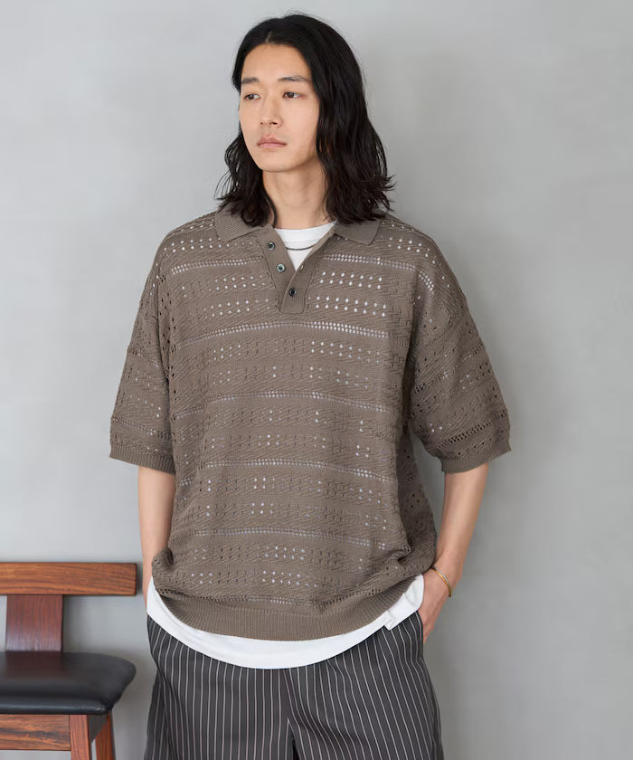 Big Silhouette Short Sleeve Knit Polo Shirt