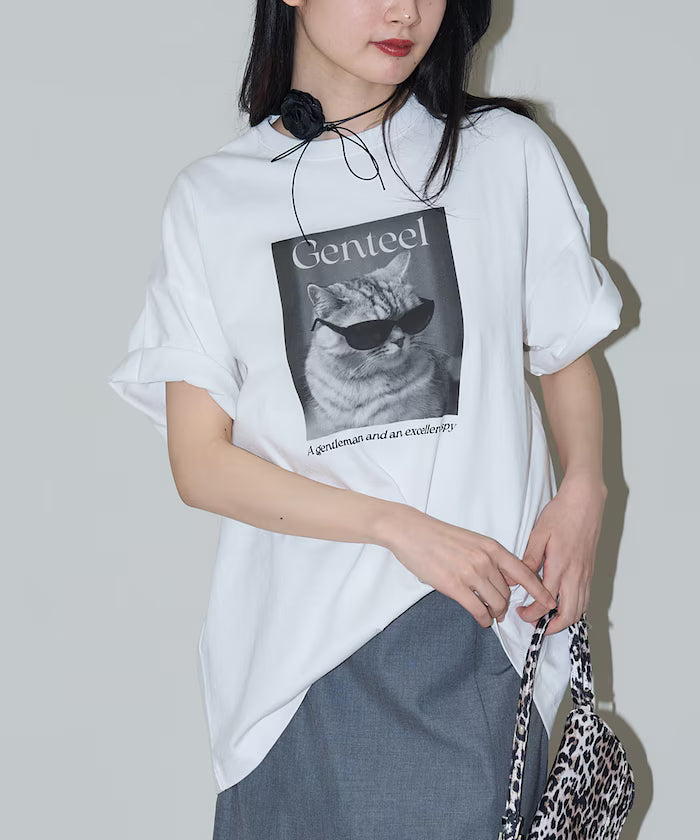 "Genteel" Cat Animal Print T-Shirt Limited Edition