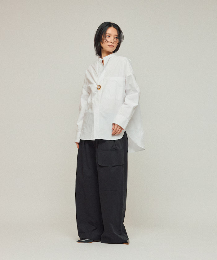 Oversized Long Sleeve Brooch Shirt