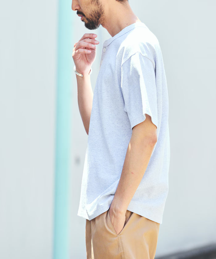 HEAVY WEIGHT/Heavy Weight Short Sleeve Henley Neck T-shirt/10.5 oz