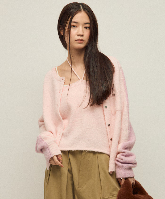 Alpaca Blend Bicolor Knit Cardigan