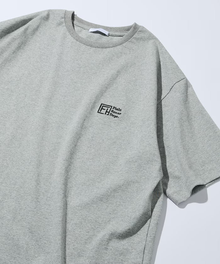6 Ounce Front Logo Embroidered Crew Neck T-Shirt / One Point Design T-Shirt LEFT CHEST EMBROIDERY PSD - Gray