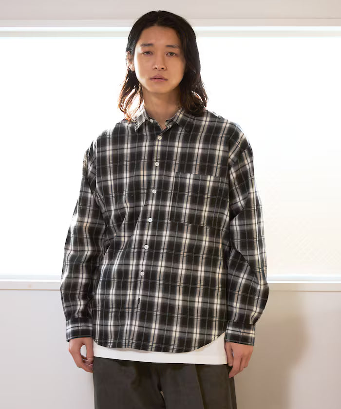 Big Silhouette Ombre Check Shirt / Long Sleeve