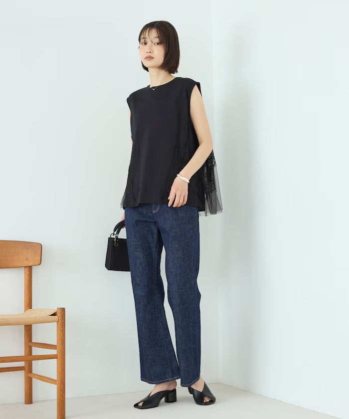 Organic Cotton Tulle Lace Docking Top