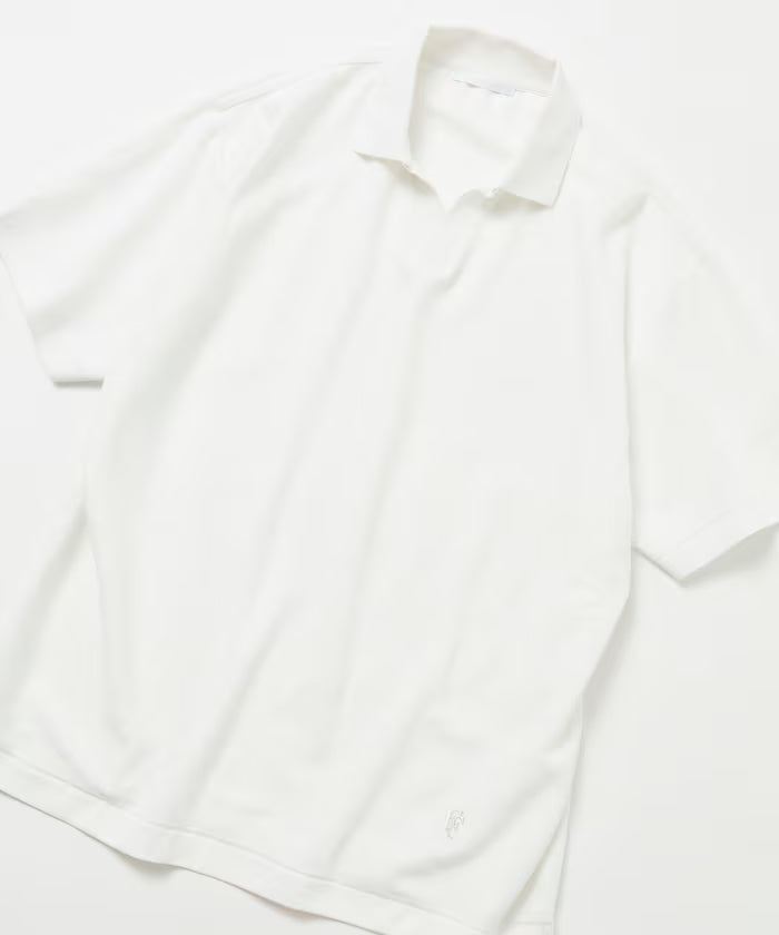 One Point Embroidered Pique Skipper Polo Shirt - White
