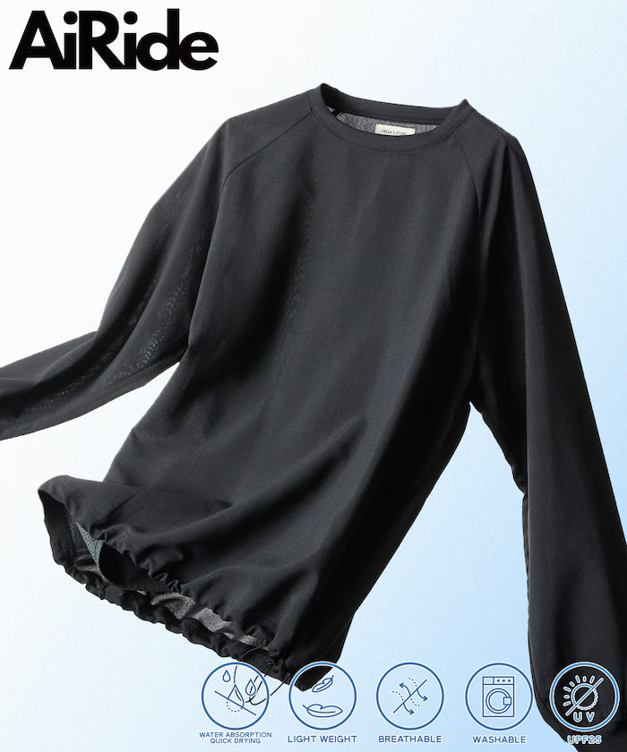 AiRide/Air Ride Relax Fit Raglan Long Sleeve Pullover/Pocketable/Quick Dry/UV Cut [Limited Edition] - Charcoal Gray