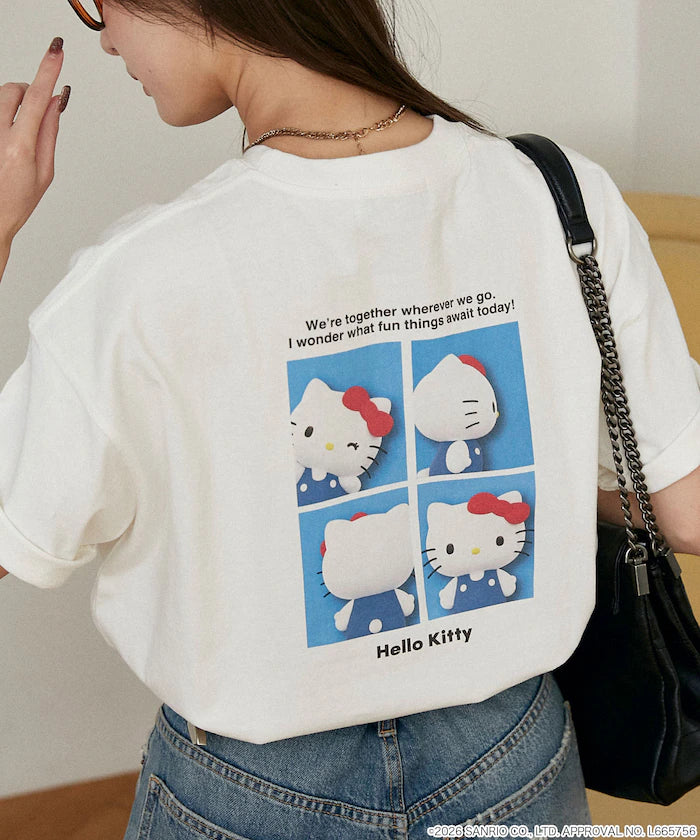 "HELLO KITTY" ID Photo style back print T-shirt limited edition - Off White