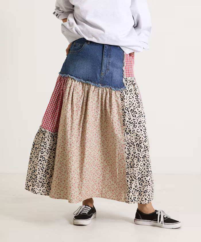 Flower & Check Docking Skirt
