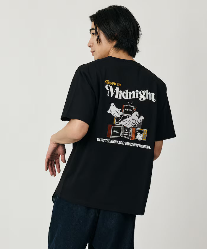 Relaxed Fit Back Embroidery Design Crew Neck T-Shirt / Midnight [Limited Edition]